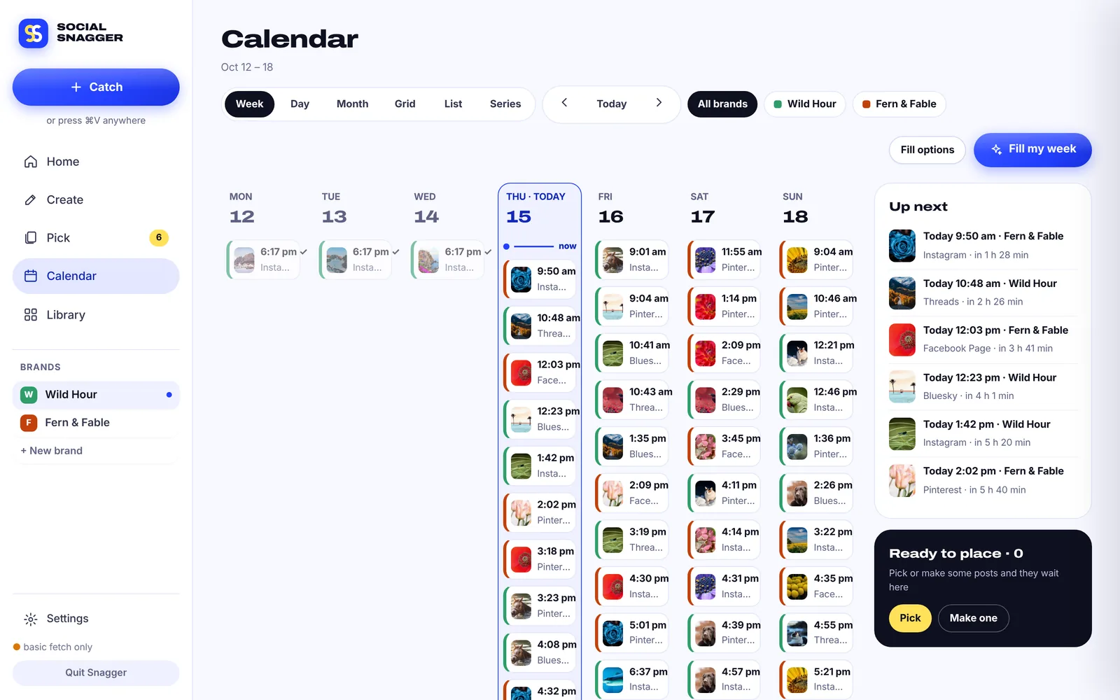 The Week calendar view